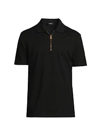 Embroidered Quarter-Zip Polo Shirt