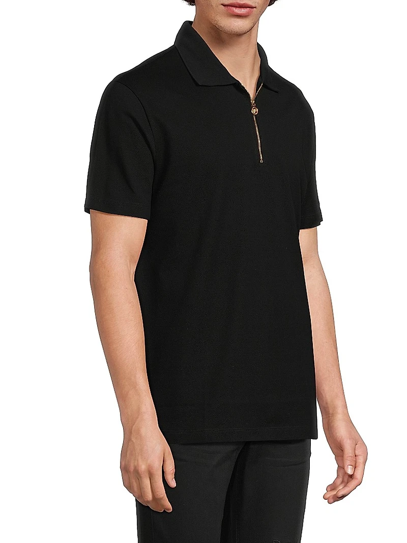 Embroidered Quarter-Zip Polo Shirt
