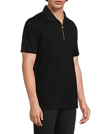 Embroidered Quarter-Zip Polo Shirt