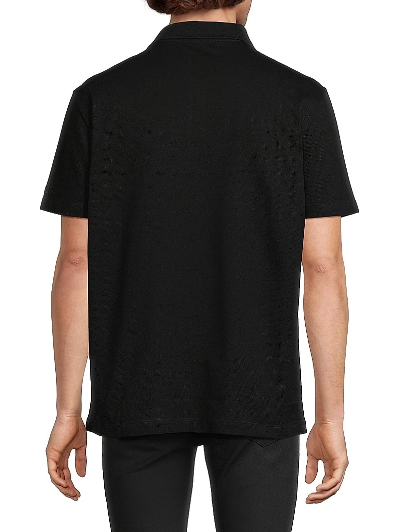 Embroidered Quarter-Zip Polo Shirt