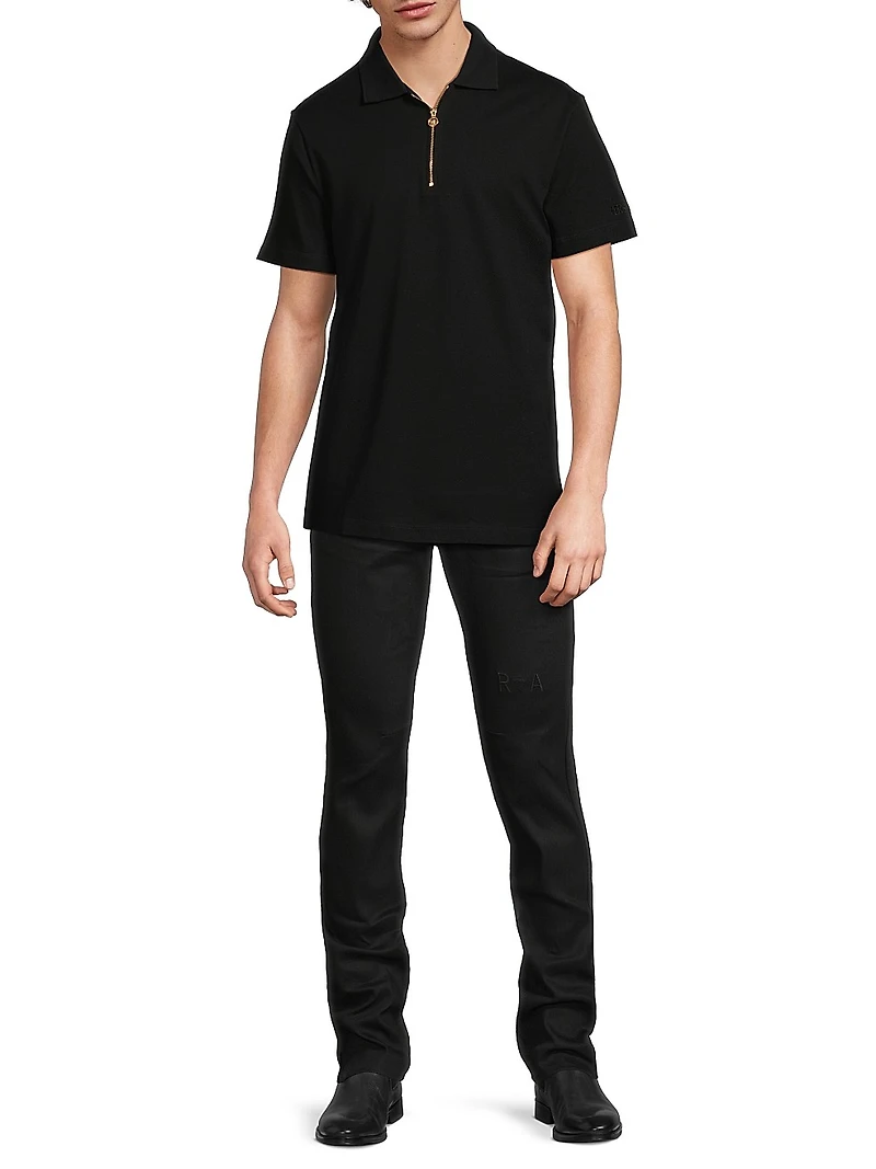 Embroidered Quarter-Zip Polo Shirt