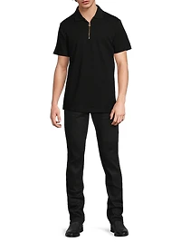 Embroidered Quarter-Zip Polo Shirt