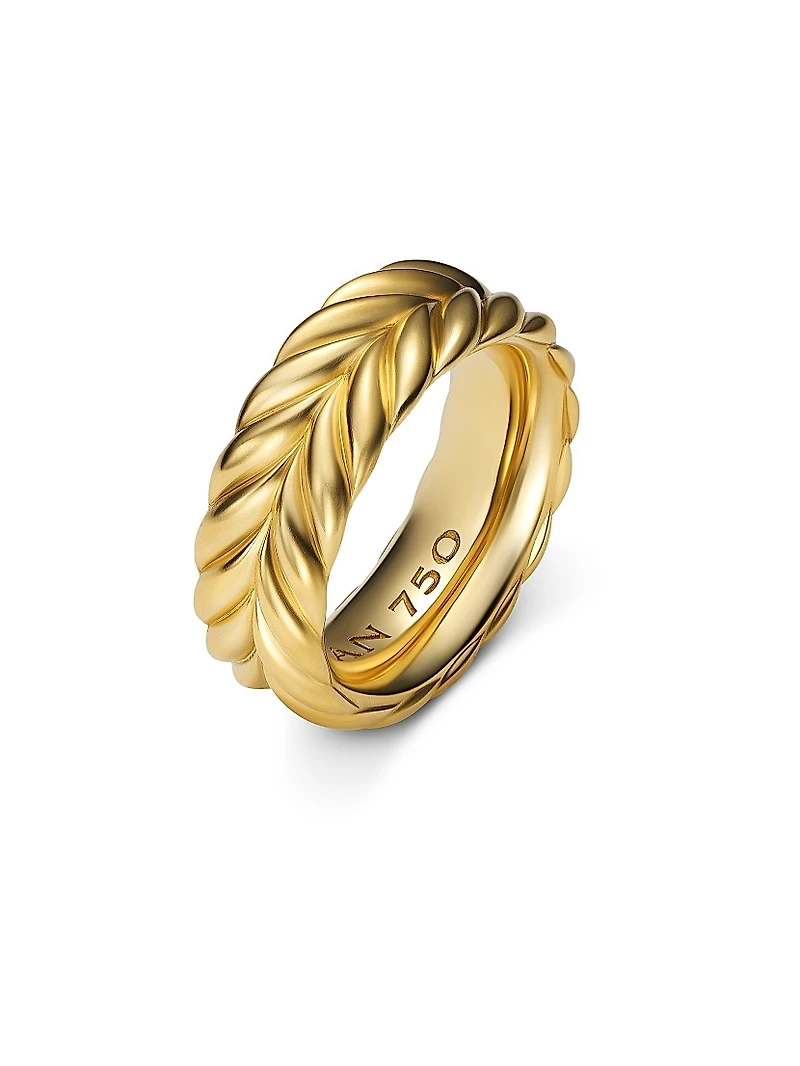 Chevron Band Ring 18K Yellow Gold, 9MM