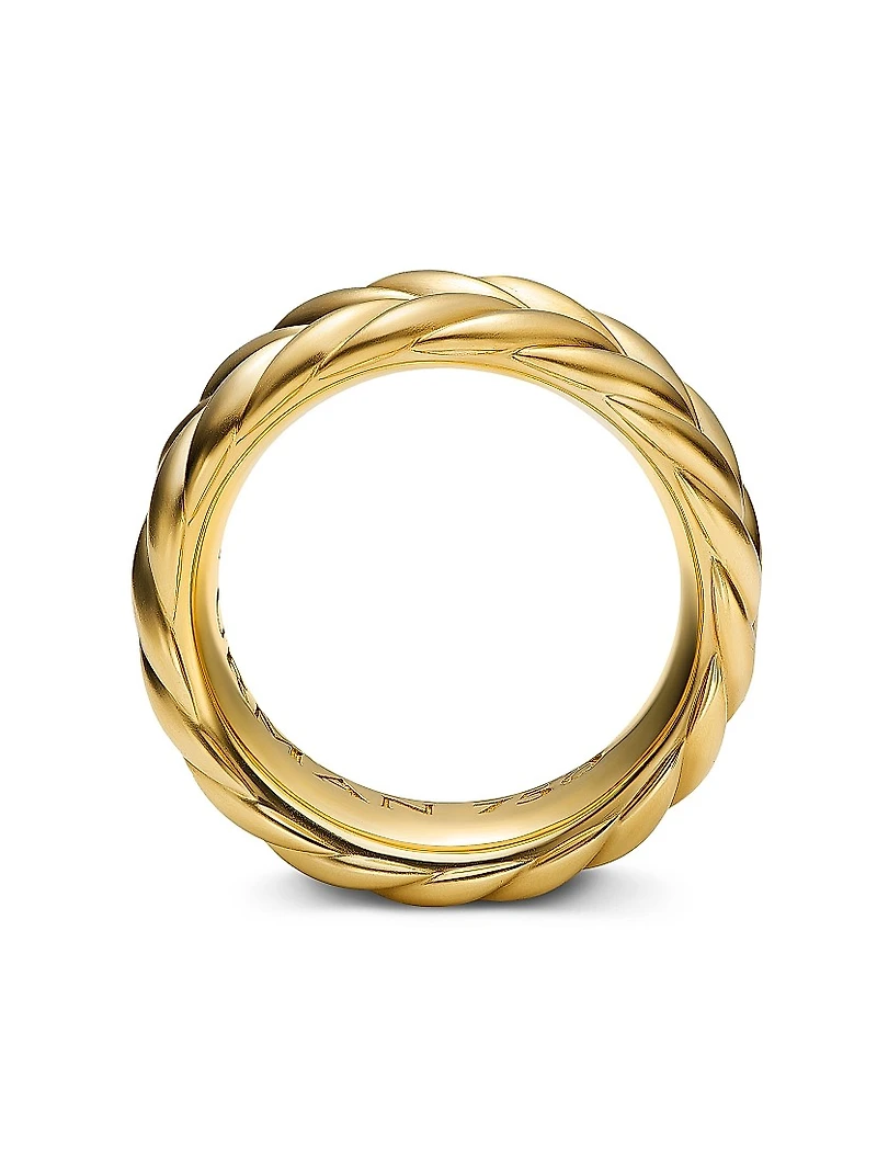 Chevron Band Ring 18K Yellow Gold, 9MM