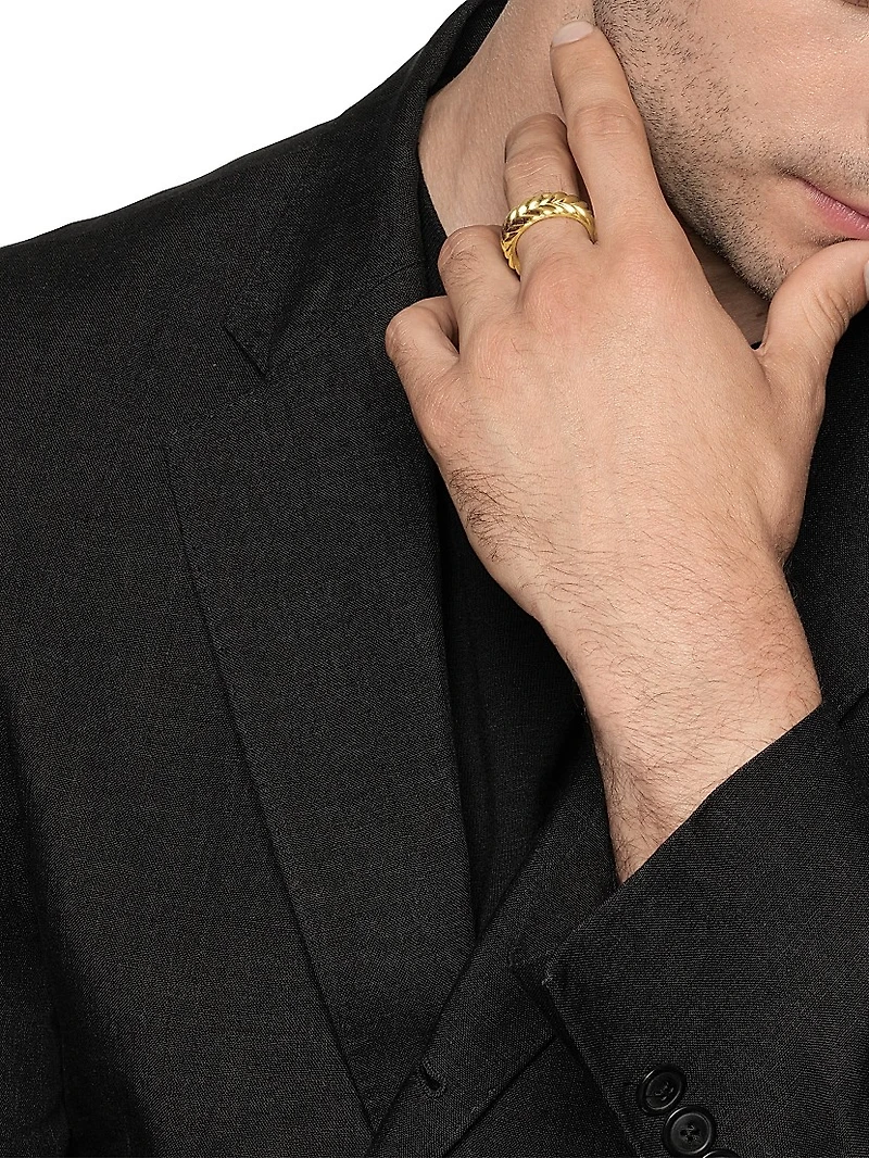 Chevron Band Ring 18K Yellow Gold, 9MM