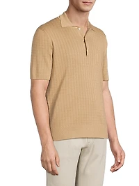 Grid Silk-Cotton Polo Shirt