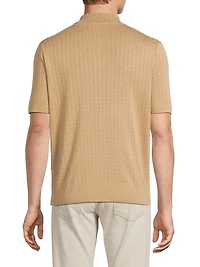 Grid Silk-Cotton Polo Shirt