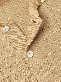 Grid Silk-Cotton Polo Shirt