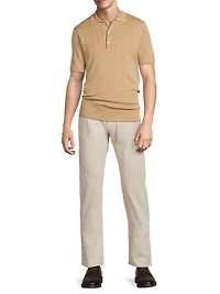 Grid Silk-Cotton Polo Shirt