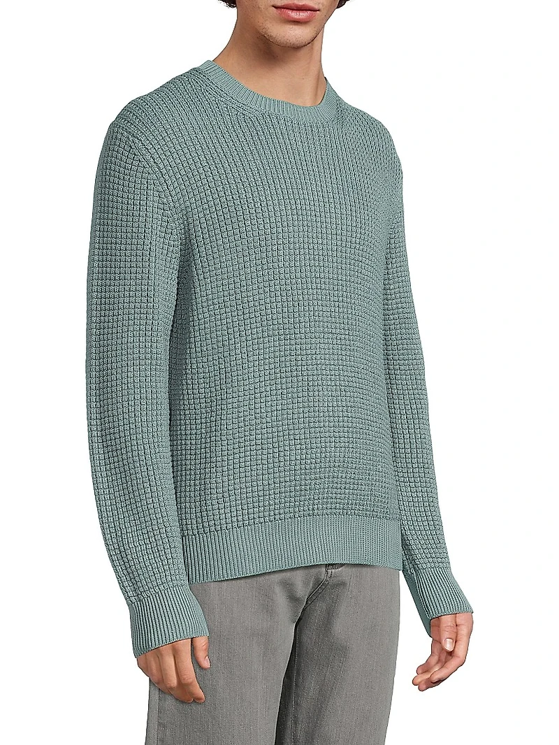 Honeycomb Cotton-Blend Crewneck Sweater