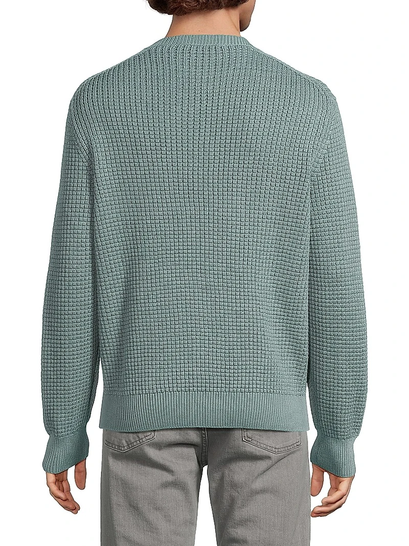 Honeycomb Cotton-Blend Crewneck Sweater