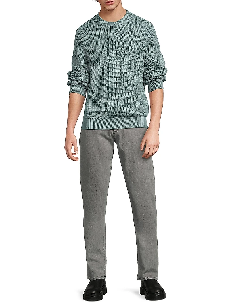 Honeycomb Cotton-Blend Crewneck Sweater