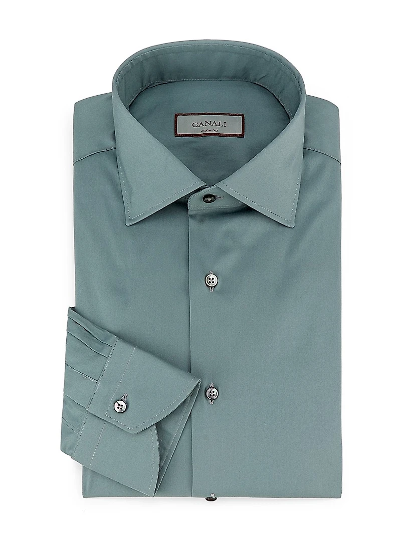 Solid Cotton Dress Shirt