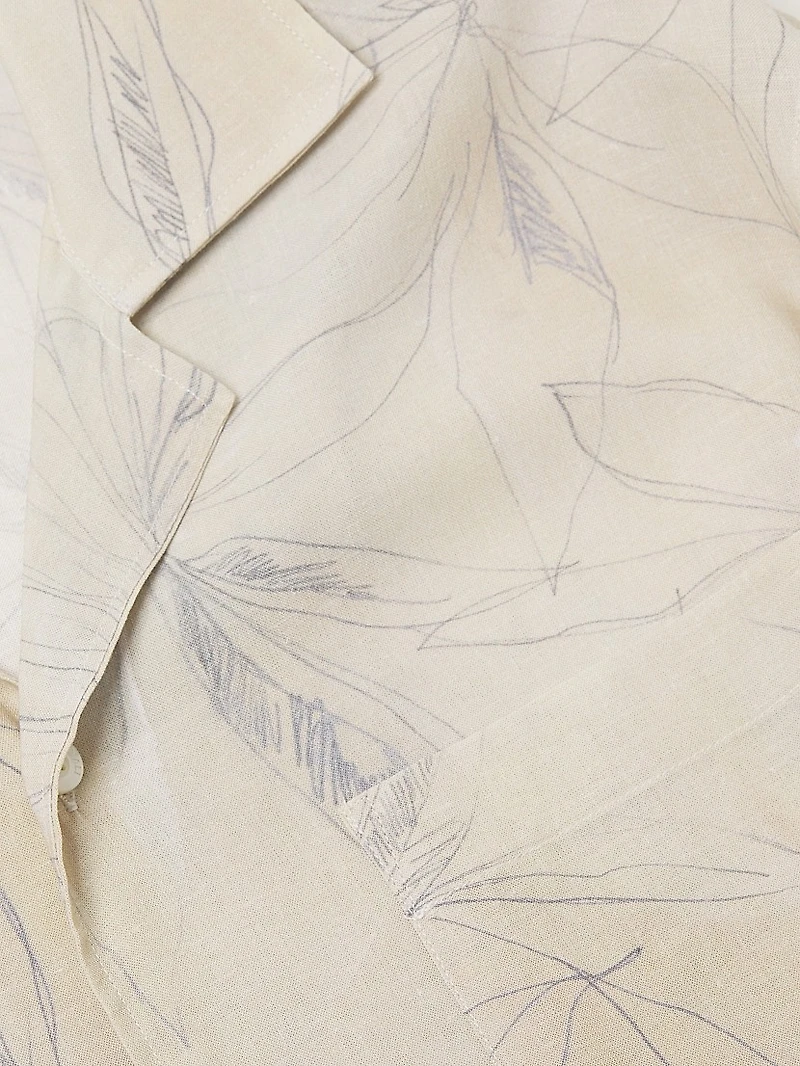 Leaf-Print Button-Front Shirt