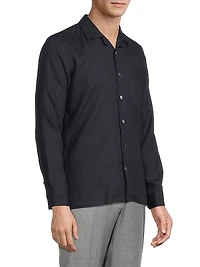 Linen Seersucker Button-Front Shirt