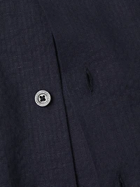 Linen Seersucker Button-Front Shirt