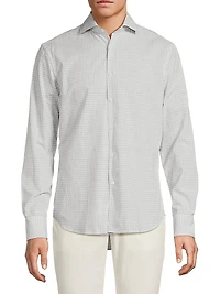 Gingham Cotton-Linen Button-Front Shirt