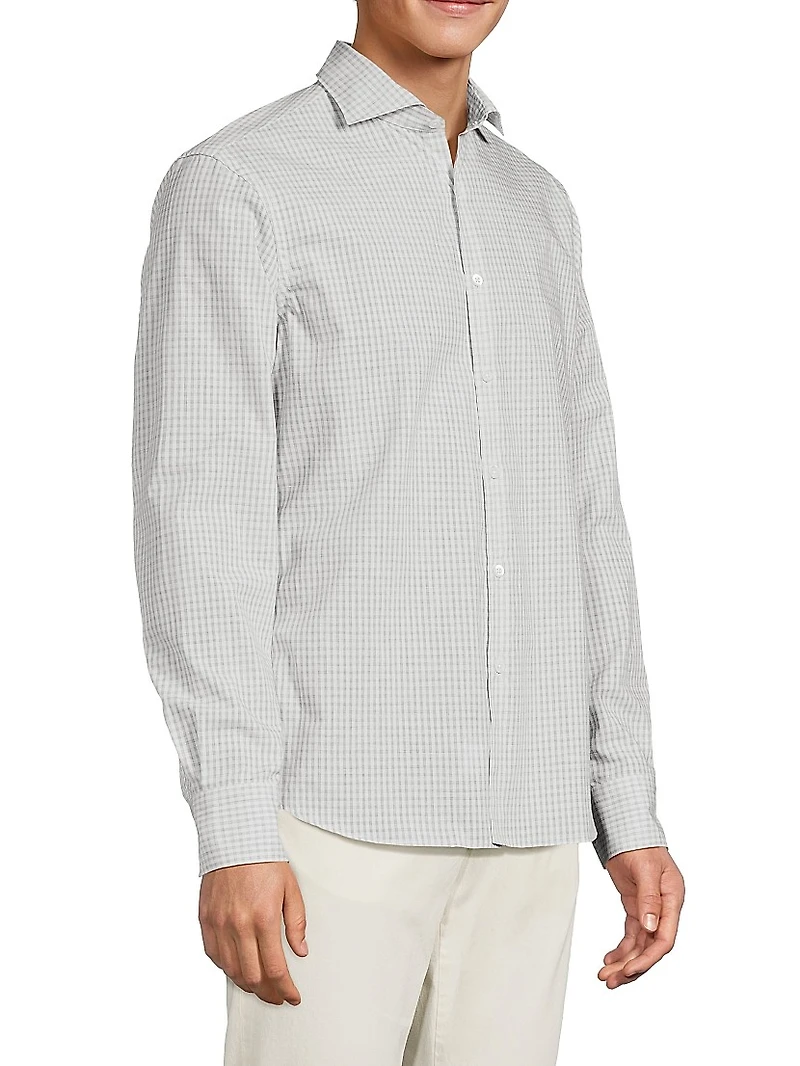 Gingham Cotton-Linen Button-Front Shirt