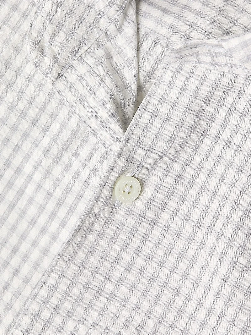 Gingham Cotton-Linen Button-Front Shirt