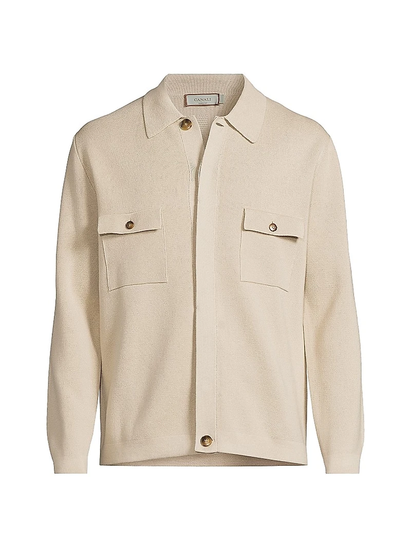 Cotton-Blend Button-Up Overshirt