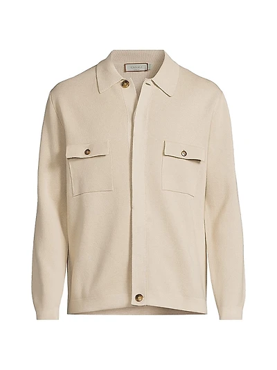 Cotton-Blend Button-Up Overshirt