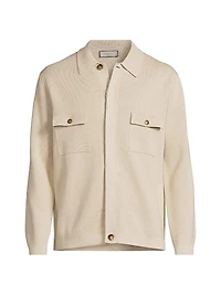 Cotton-Blend Button-Up Overshirt