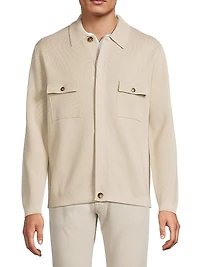 Cotton-Blend Button-Up Overshirt