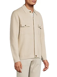 Cotton-Blend Button-Up Overshirt