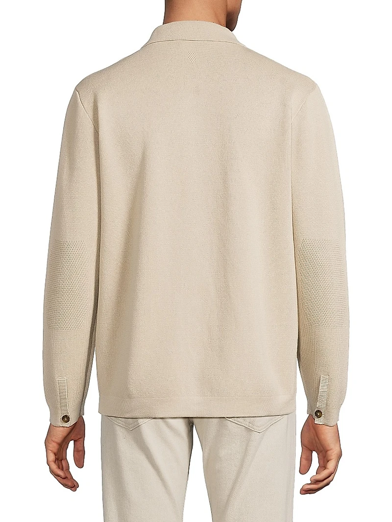 Cotton-Blend Button-Up Overshirt