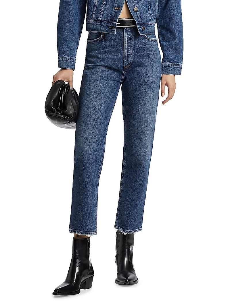 High-Rise Cropped Straight Jeans