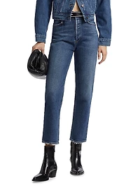 High-Rise Cropped Straight Jeans