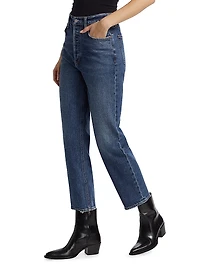 High-Rise Cropped Straight Jeans