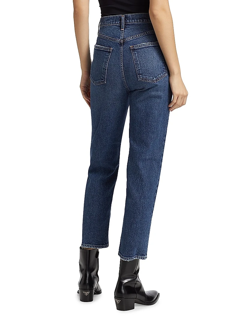 High-Rise Cropped Straight Jeans