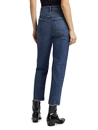 High-Rise Cropped Straight Jeans