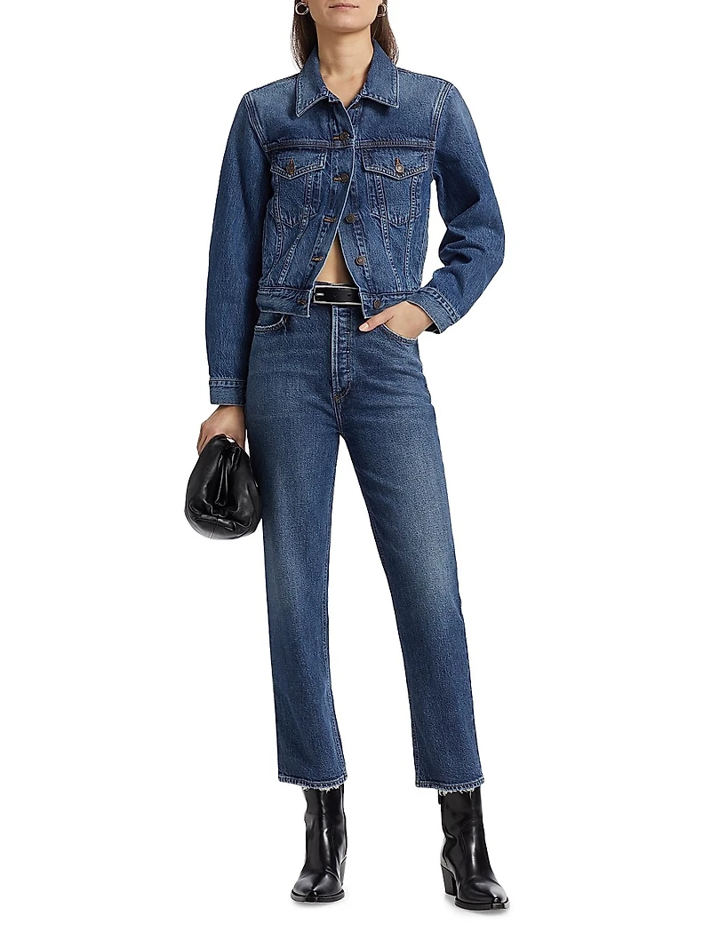 High-Rise Cropped Straight Jeans