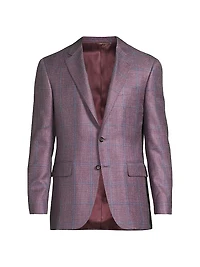 Windowpane Plaid Wool-Silk-Linen Sport Coat
