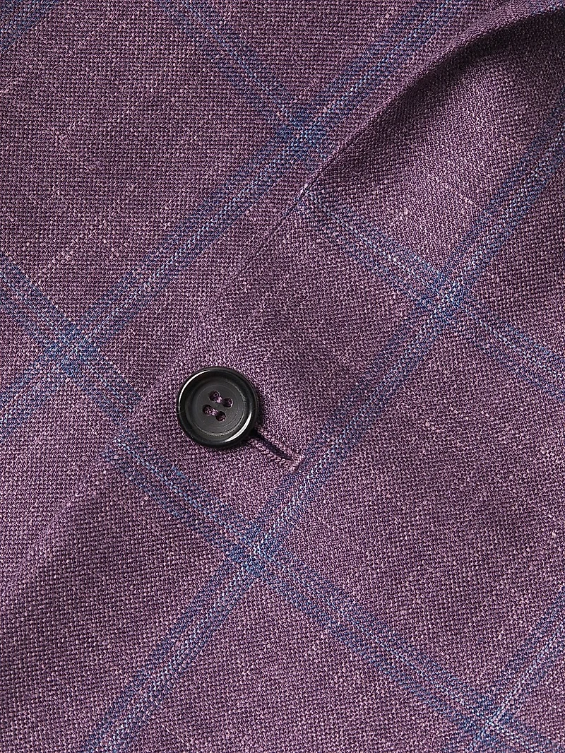 Windowpane Plaid Wool-Silk-Linen Sport Coat