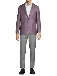 Windowpane Plaid Wool-Silk-Linen Sport Coat
