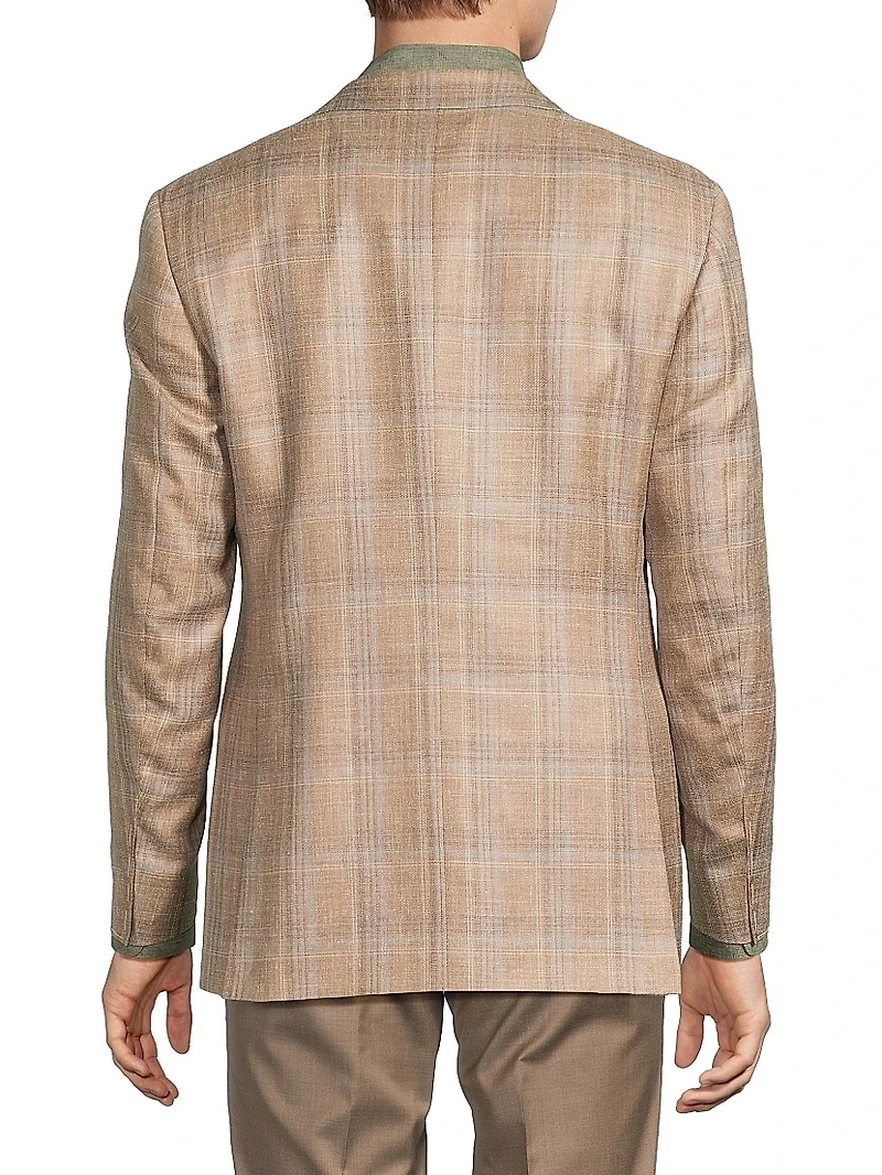 Plaid Wool-Silk-Linen Classic-Fit Sportcoat