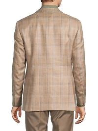 Plaid Wool-Silk-Linen Classic-Fit Sportcoat