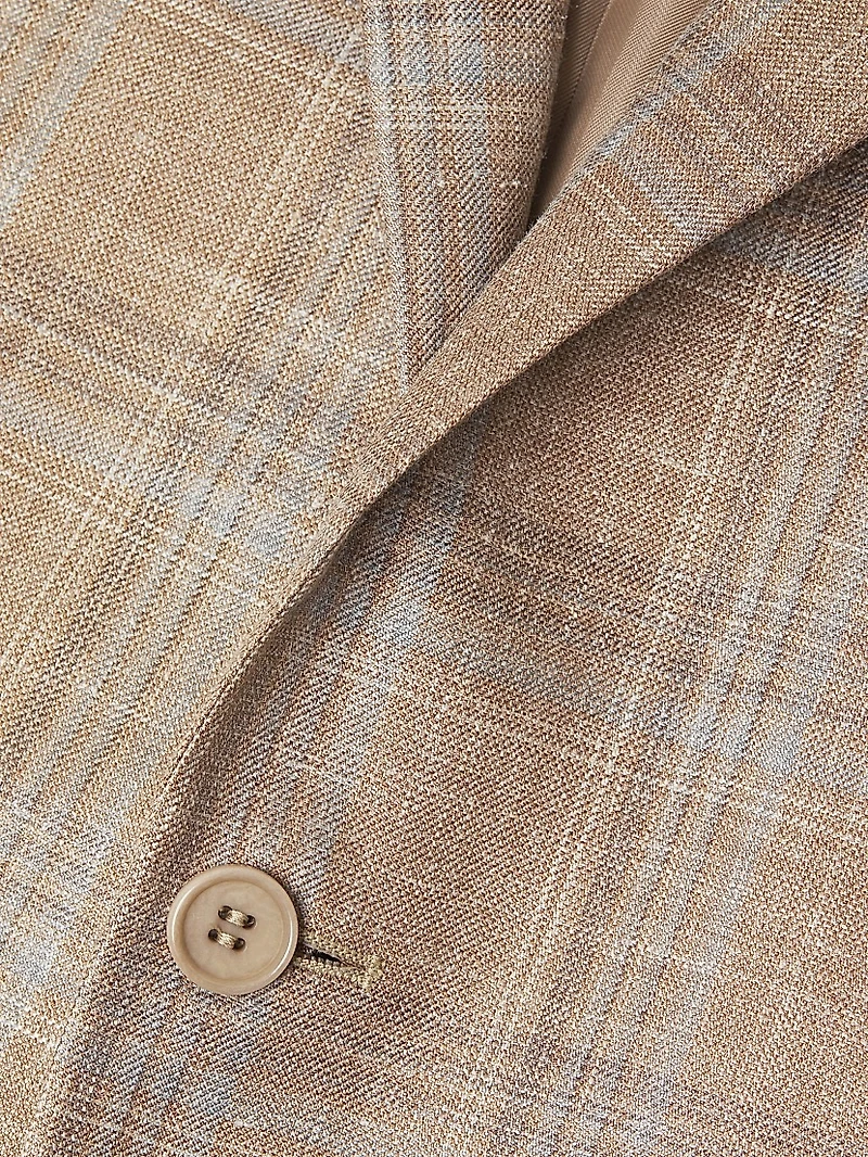 Plaid Wool-Silk-Linen Classic-Fit Sportcoat