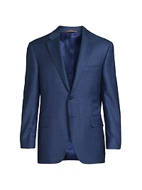 Micro-Plaid Wool Business Sport Coat
