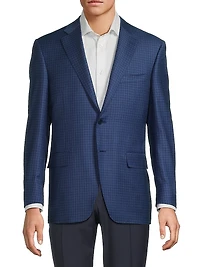 Micro-Plaid Wool Business Sport Coat