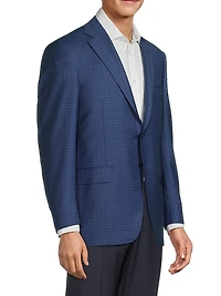Micro-Plaid Wool Business Sport Coat