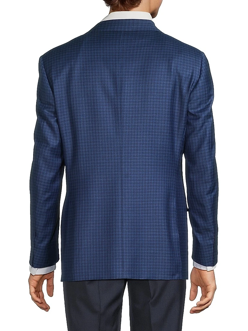 Micro-Plaid Wool Business Sport Coat