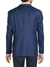 Micro-Plaid Wool Business Sport Coat