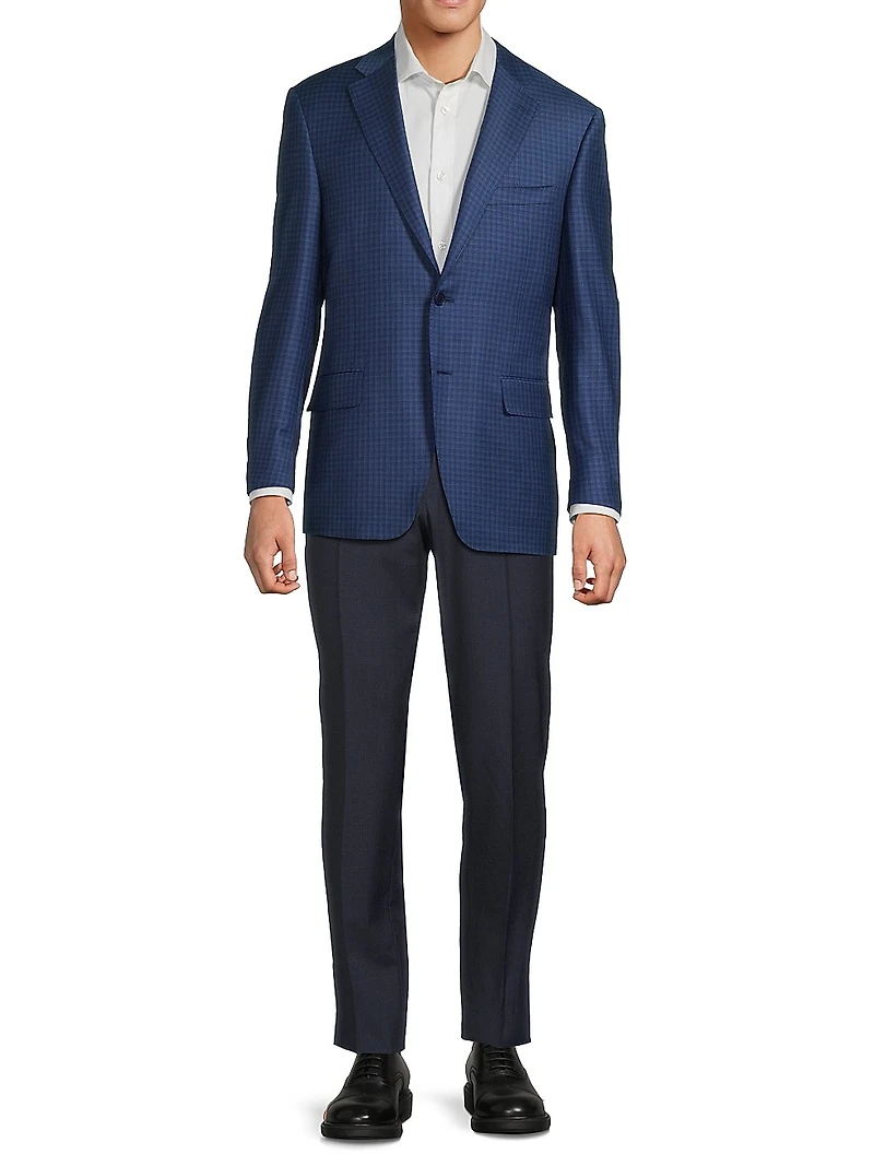 Micro-Plaid Wool Business Sport Coat