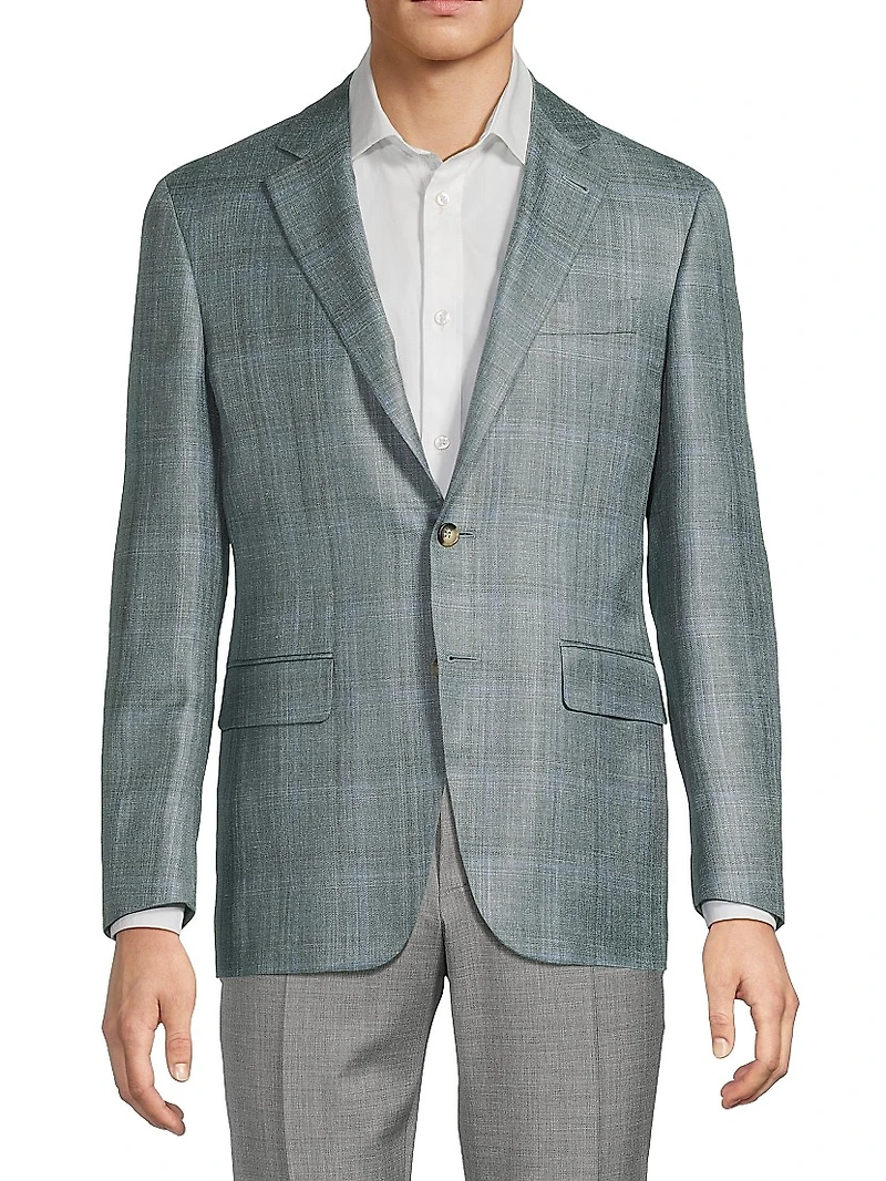 Plaid Wool-Silk-Linen Sport Coat