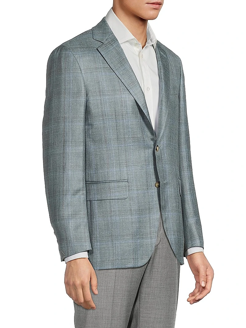 Plaid Wool-Silk-Linen Sport Coat