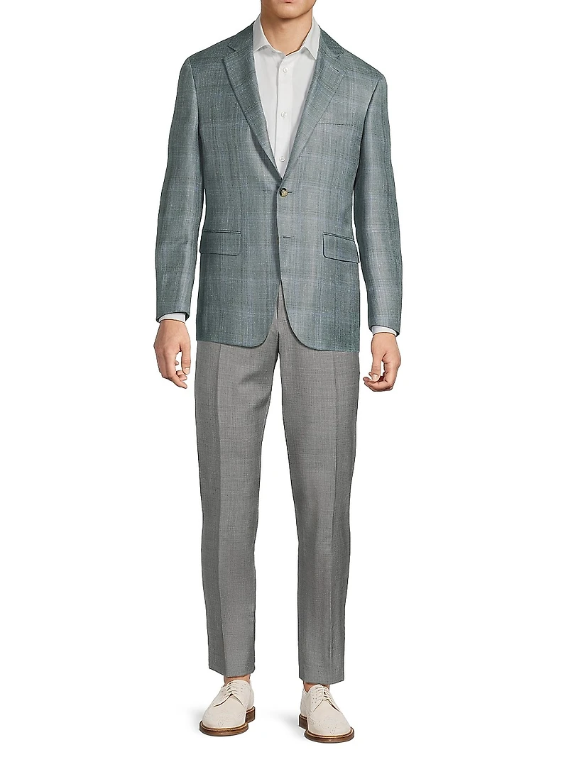 Plaid Wool-Silk-Linen Sport Coat